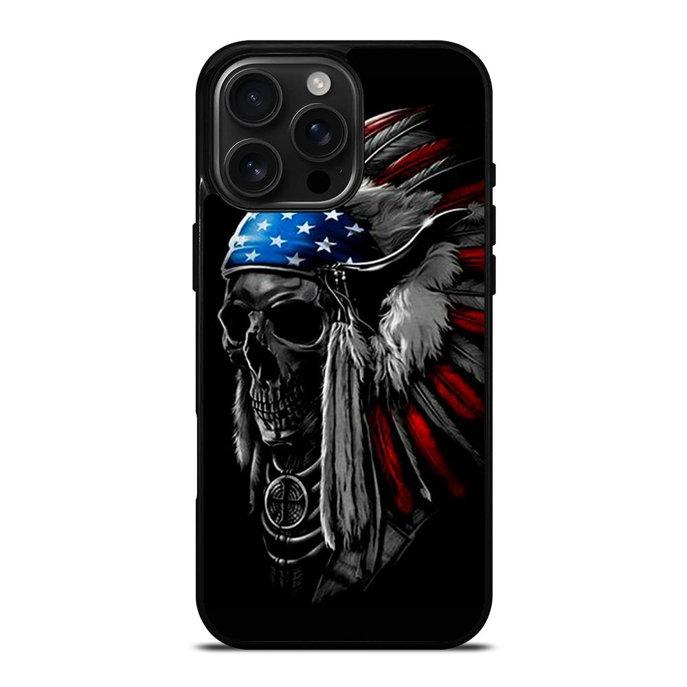 INDIAN FEATHER SKULL ART 3 iPhone 16 Pro Max Case Cover