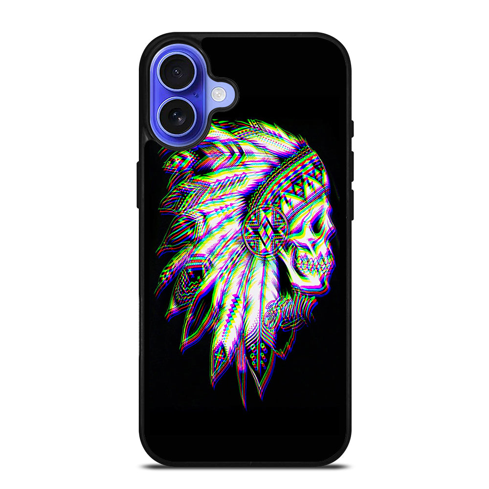 INDIAN FEATHER SKULL LOGO iPhone 16 Case Cover