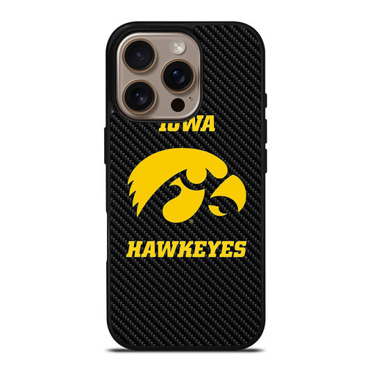 IOWA HAWKEYES CARBON LOGO iPhone 16 Pro Case Cover