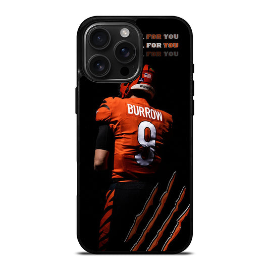 JOE BURROW CINCINNATI BENGALS FOOTBALL NFL iPhone 16 Pro Max Case Cover