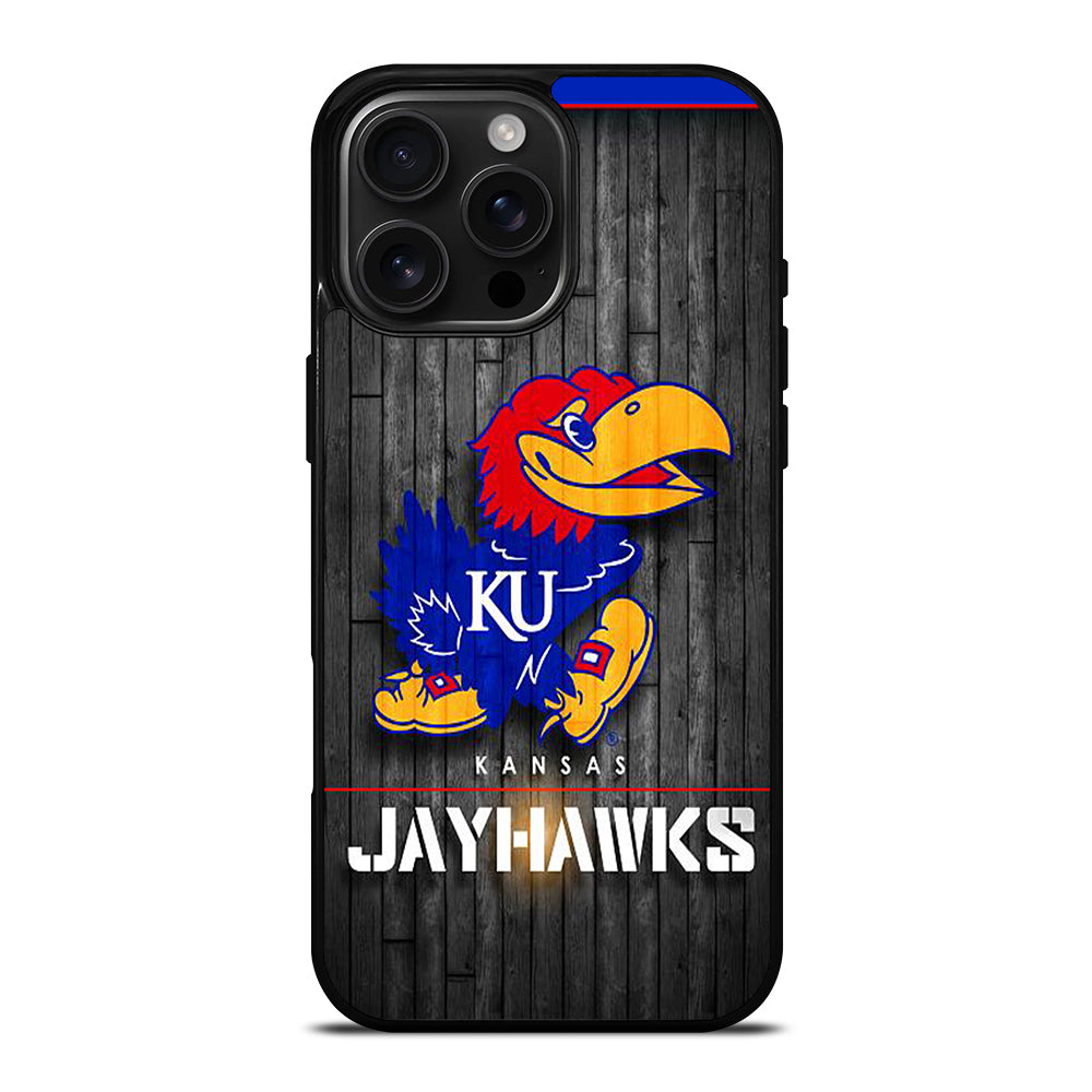 KANSAS JAYHAWKS NBA WOODEN LOGO iPhone 16 Pro Max Case Cover