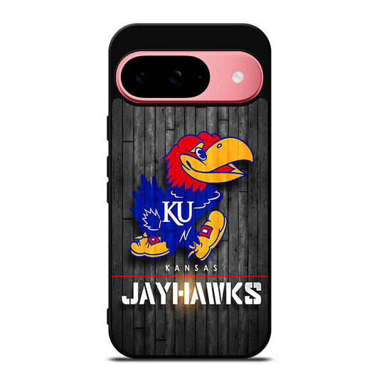 KANSAS JAYHAWKS NBA WOODEN LOGO Google Pixel 9 Case Cover