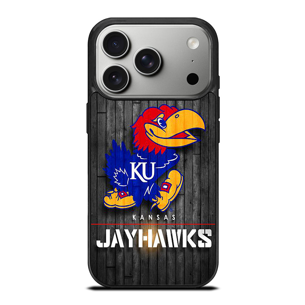 KANSAS JAYHAWKS NBA WOODEN LOGO iPhone 17 Pro Case Cover