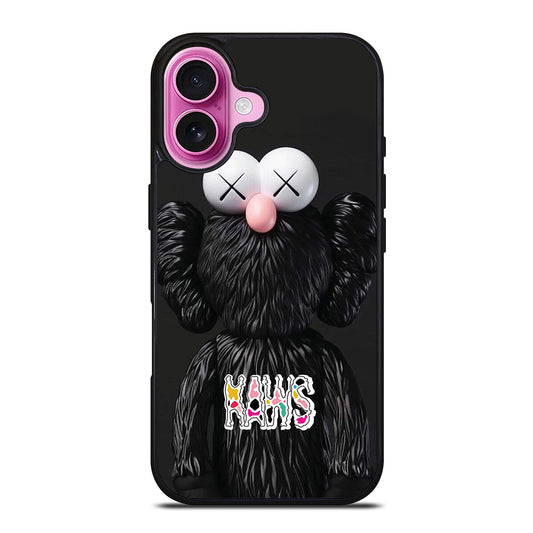 KAWS DESIGN LOGO BLACK iPhone 16 Plus Case Cover