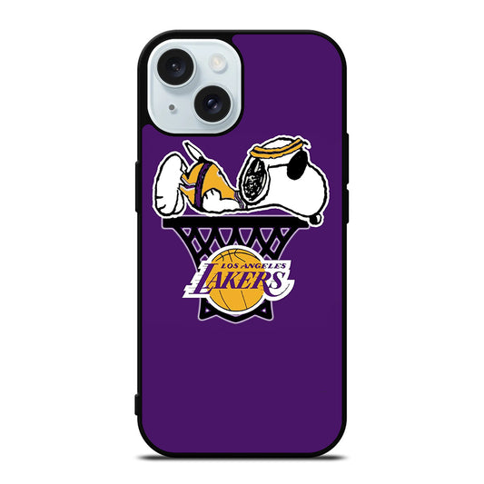 LOS ANGELES LAKERS SNOOPY BASKETBALL LOGO iPhone 15 Case Cover