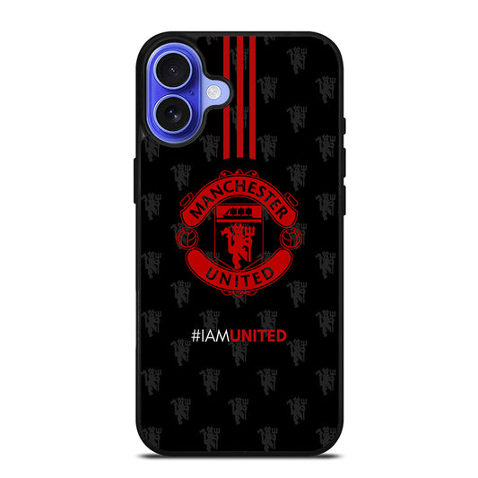 MANCHESTER UNITED SOCCER LOGO BLACK iPhone 16 Case Cover