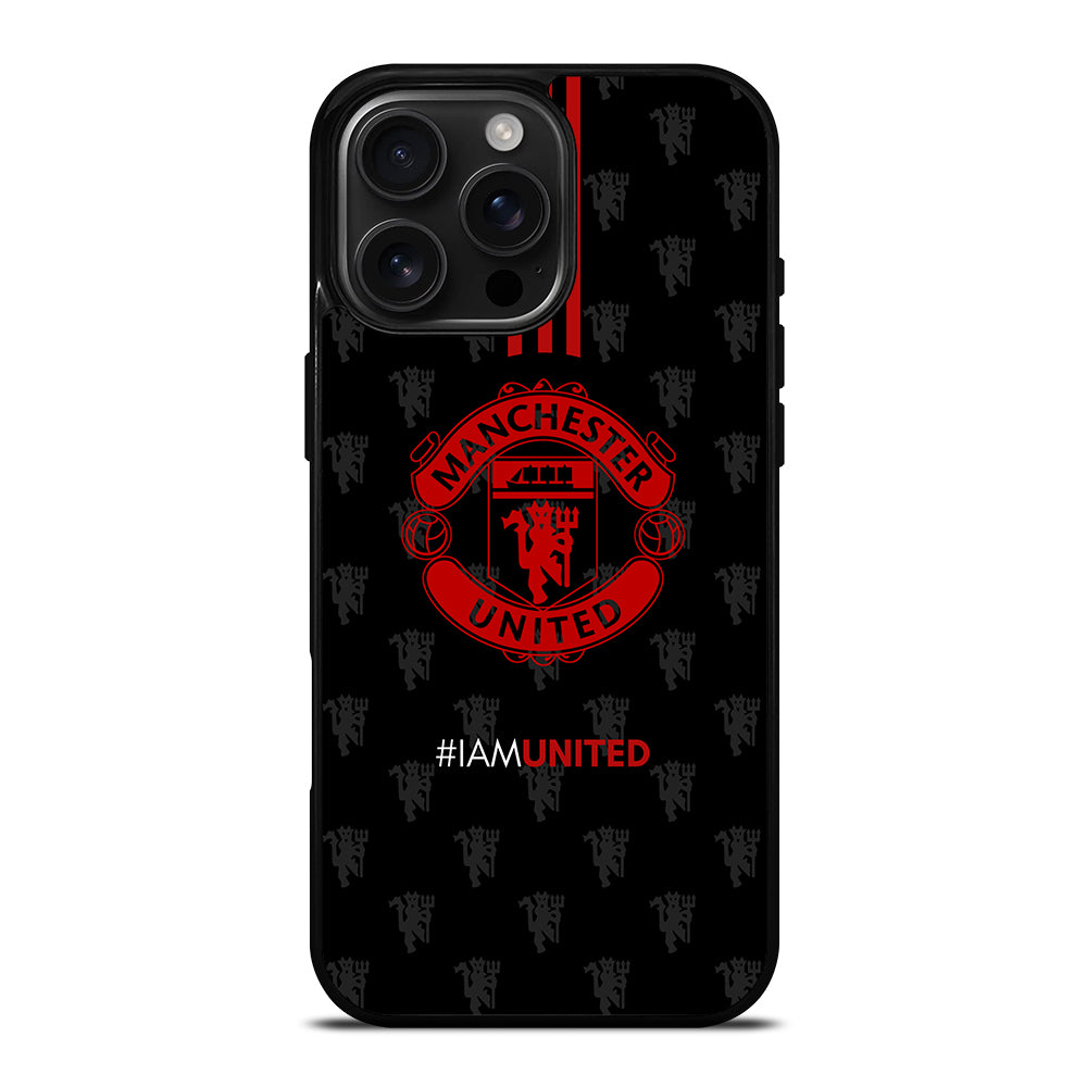 MANCHESTER UNITED SOCCER LOGO BLACK iPhone 16 Pro Max Case Cover