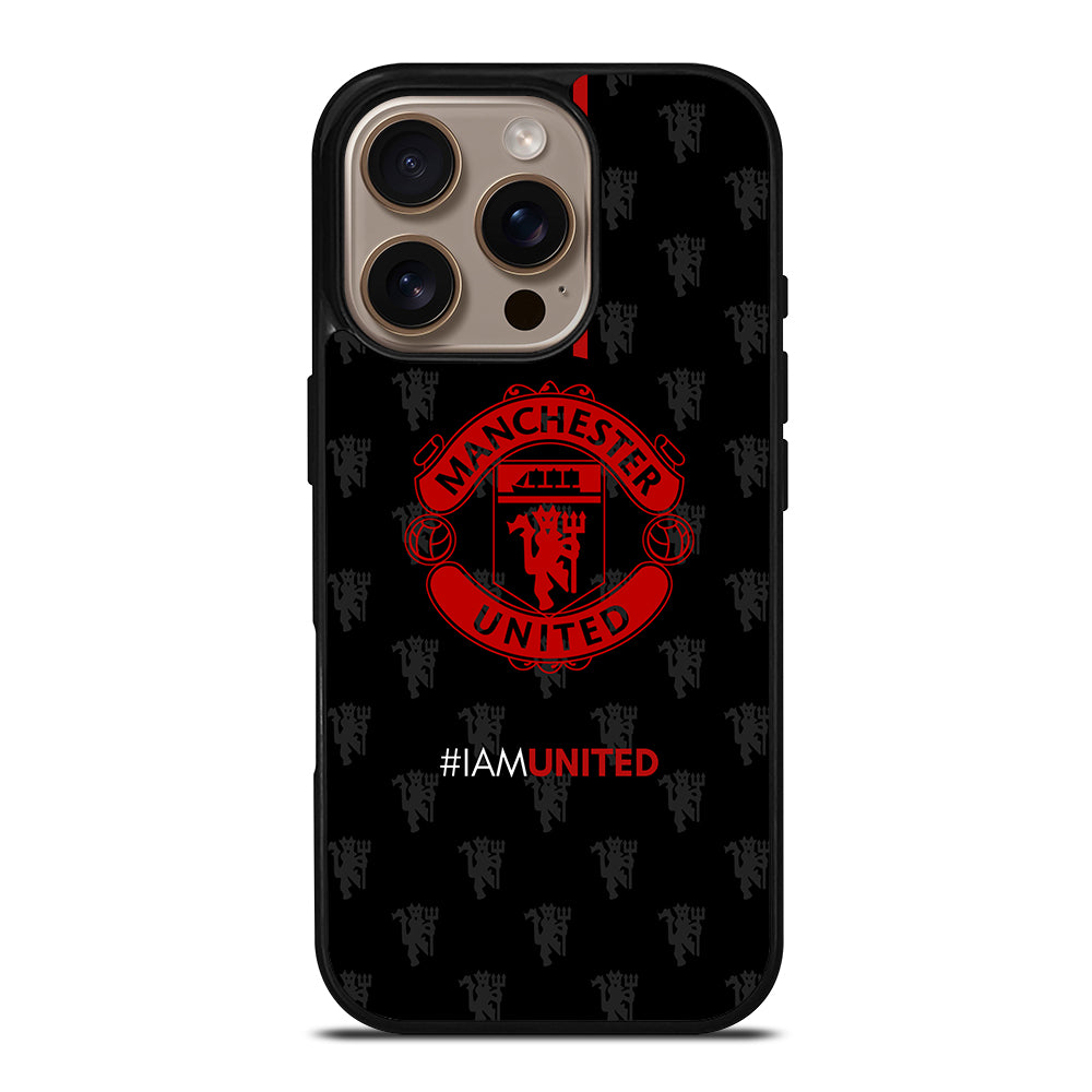 MANCHESTER UNITED SOCCER LOGO BLACK iPhone 16 Pro Case Cover