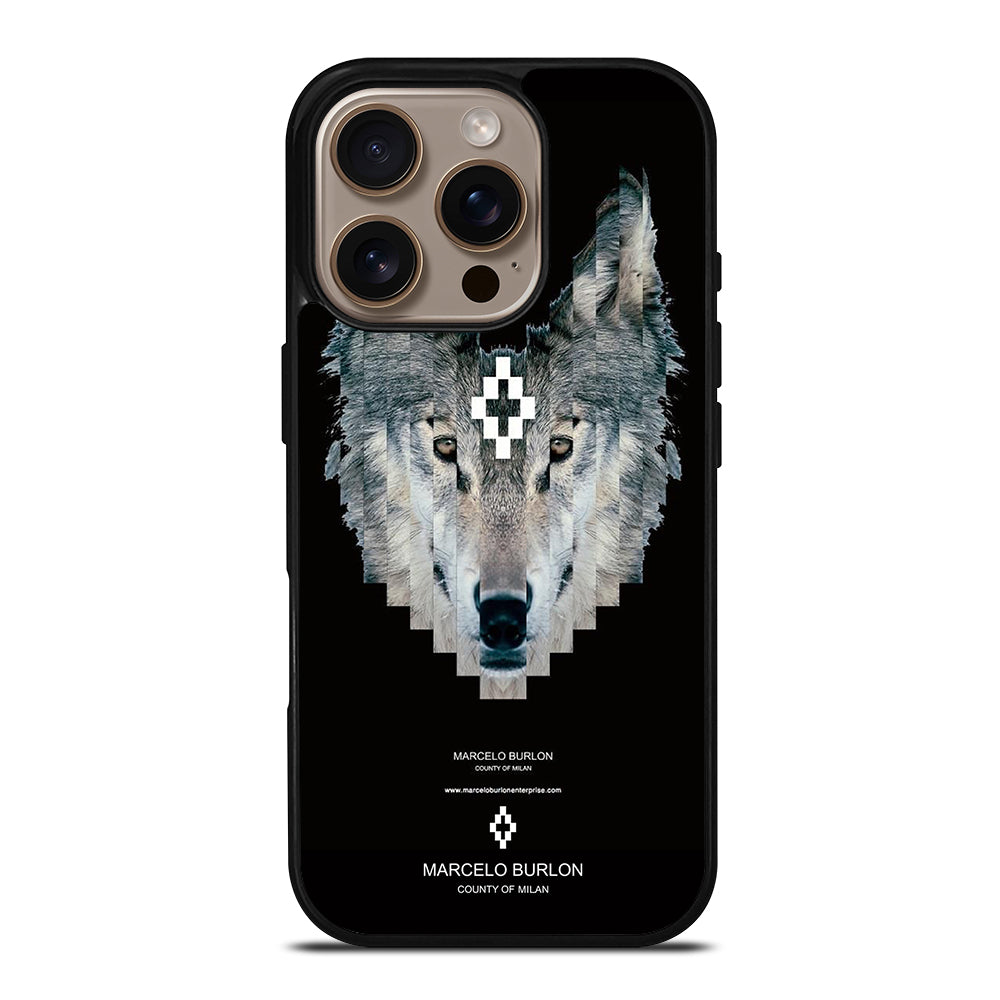 MARCELO BURLON WOLF LOGO iPhone 16 Pro Case Cover