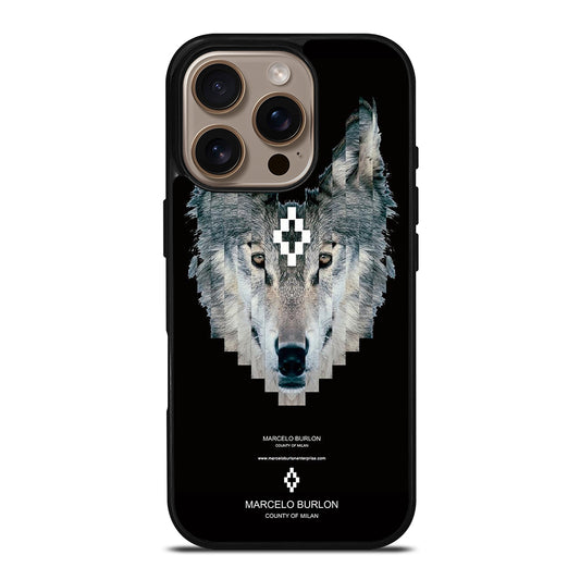 MARCELO BURLON WOLF LOGO iPhone 16 Pro Case Cover