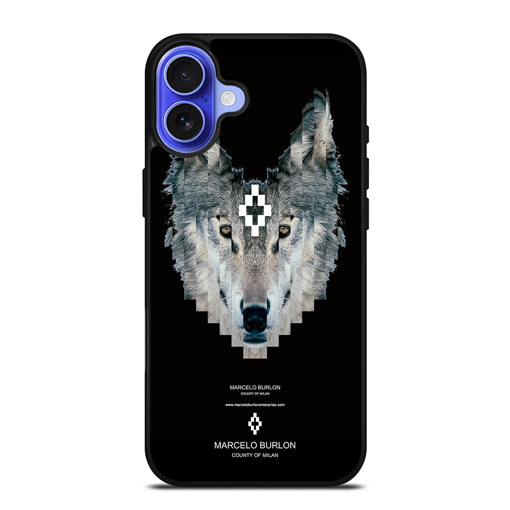 MARCELO BURLON WOLF LOGO iPhone 16 Case Cover