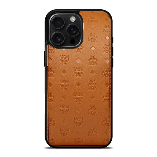 MCM WORLD WIDE BROWN LOGO 2 iPhone 16 Pro Max Case Cover