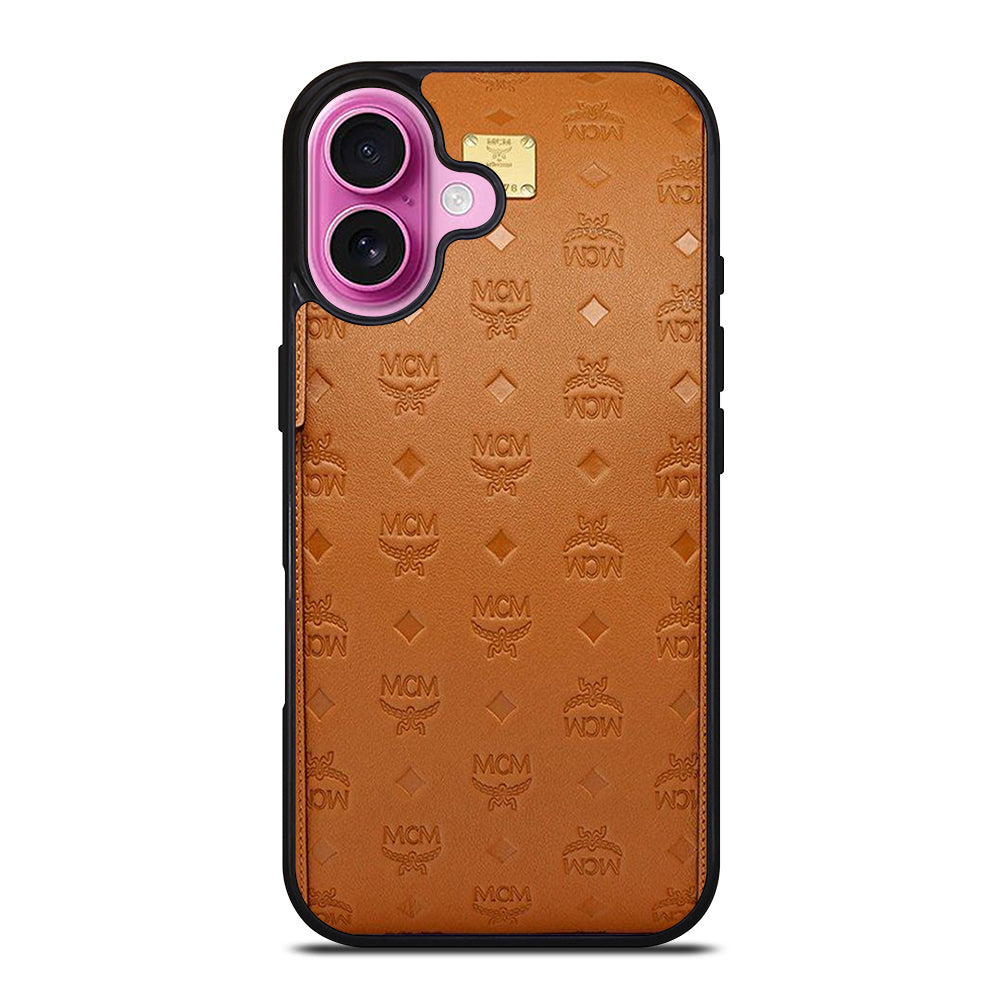 MCM WORLD WIDE BROWN LOGO 2 iPhone 16 Plus Case Cover