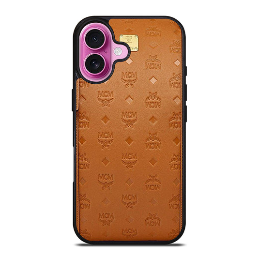 MCM WORLD WIDE BROWN LOGO 2 iPhone 16 Plus Case Cover
