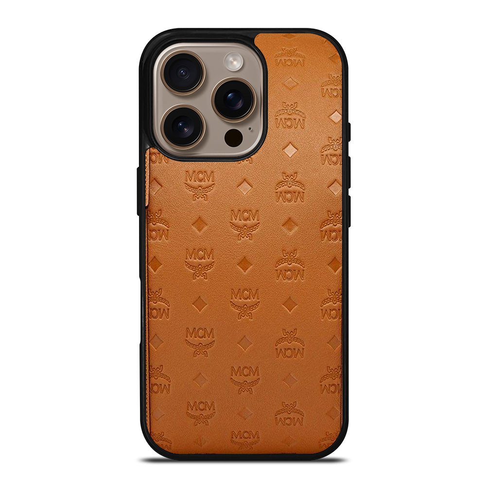 MCM WORLD WIDE BROWN LOGO 2 iPhone 16 Pro Case Cover