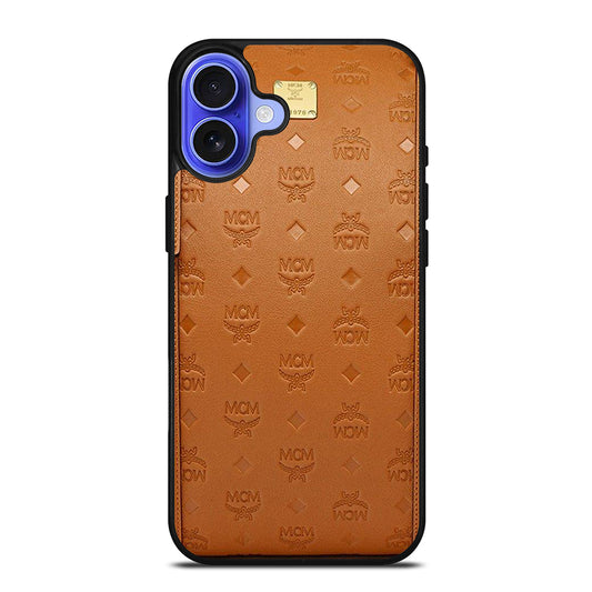 MCM WORLD WIDE BROWN LOGO 2 iPhone 16 Case Cover