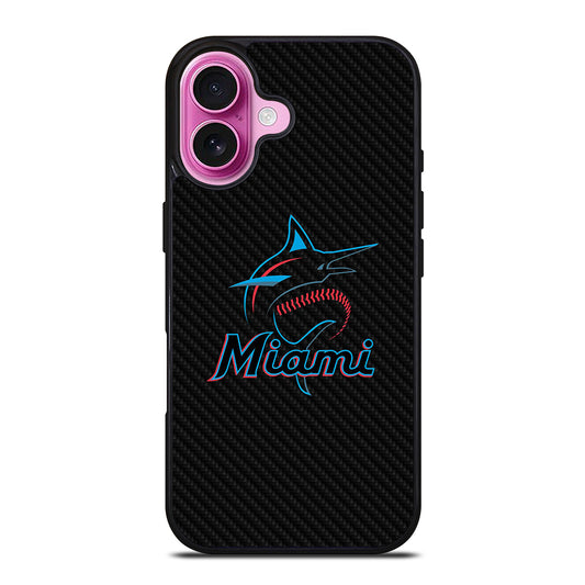MIAMI MARLINS LOGO CARBON iPhone 16 Plus Case Cover