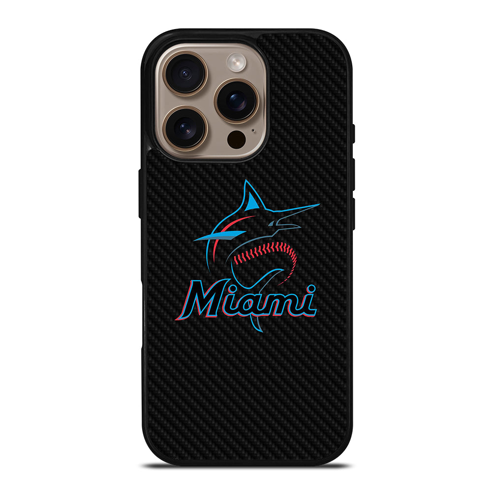 MIAMI MARLINS LOGO CARBON iPhone 16 Pro Case Cover