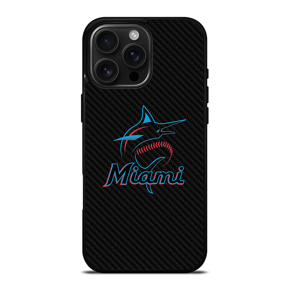 MIAMI MARLINS LOGO CARBON iPhone 16 Pro Max Case Cover