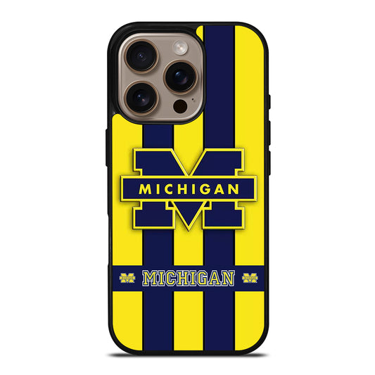 MICHIGAN WOLVERINES STRIPE LOGO iPhone 16 Pro Case Cover