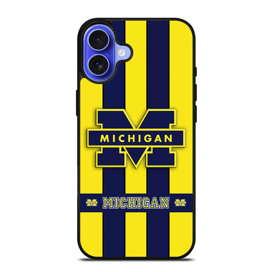 MICHIGAN WOLVERINES STRIPE LOGO iPhone 16 Case Cover