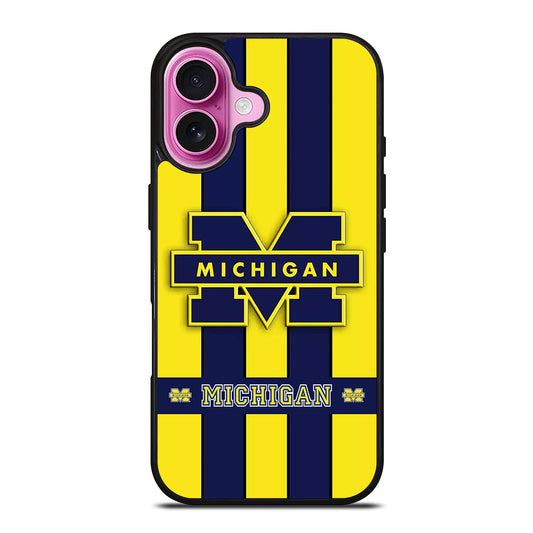 MICHIGAN WOLVERINES STRIPE LOGO iPhone 16 Plus Case Cover
