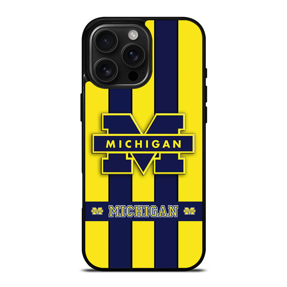 MICHIGAN WOLVERINES STRIPE LOGO iPhone 16 Pro Max Case Cover