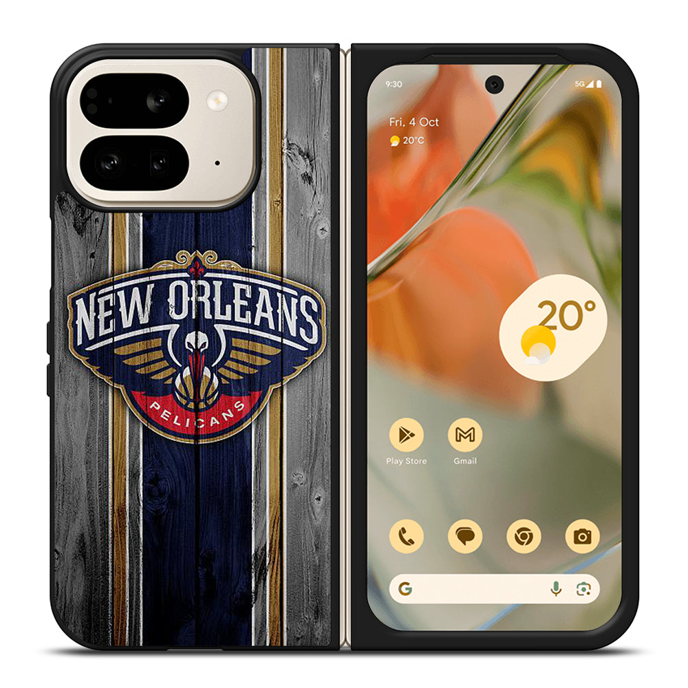 NEW ORLEANS PELICANS NBA WOODEN LOGO Google Pixel 9 Pro Fold Case Cover