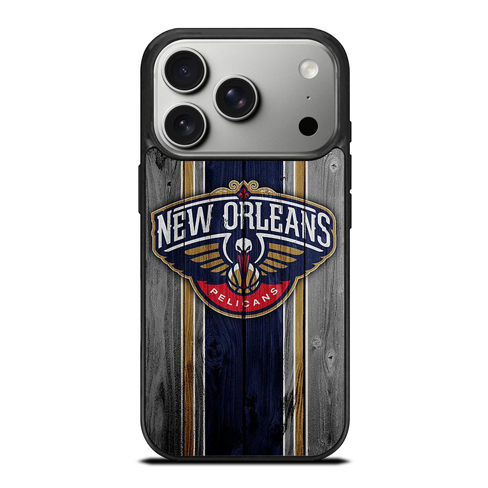 NEW ORLEANS PELICANS NBA WOODEN LOGO iPhone 17 Pro Case Cover