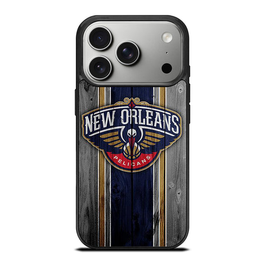 NEW ORLEANS PELICANS NBA WOODEN LOGO iPhone 17 Pro Case Cover