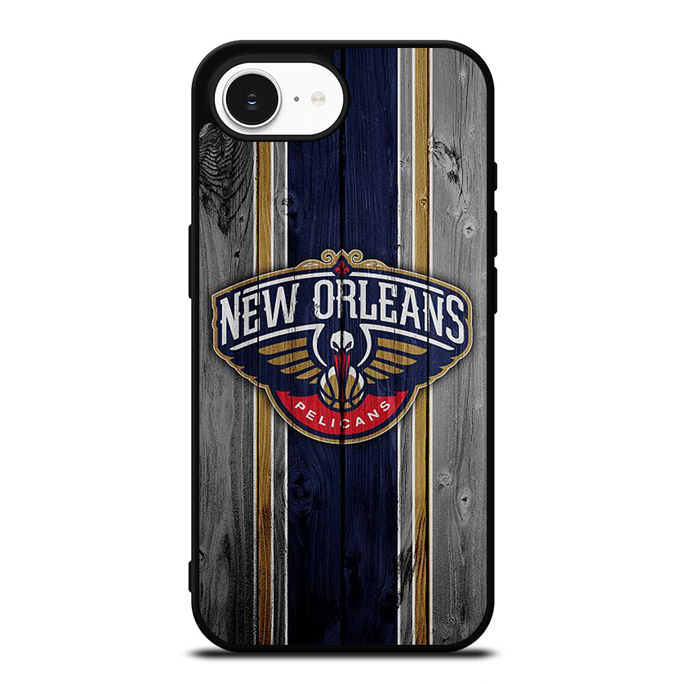 NEW ORLEANS PELICANS NBA WOODEN LOGO iPhone 16e Case Cover