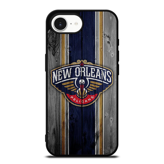 NEW ORLEANS PELICANS NBA WOODEN LOGO iPhone 16e Case Cover