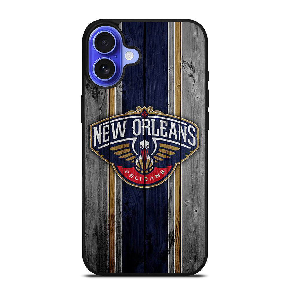 NEW ORLEANS PELICANS NBA WOODEN LOGO iPhone 16 Case Cover