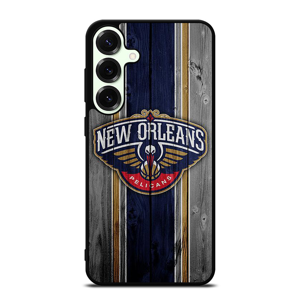 NEW ORLEANS PELICANS NBA WOODEN LOGO Samsung Galaxy S25 Plus Case Cover