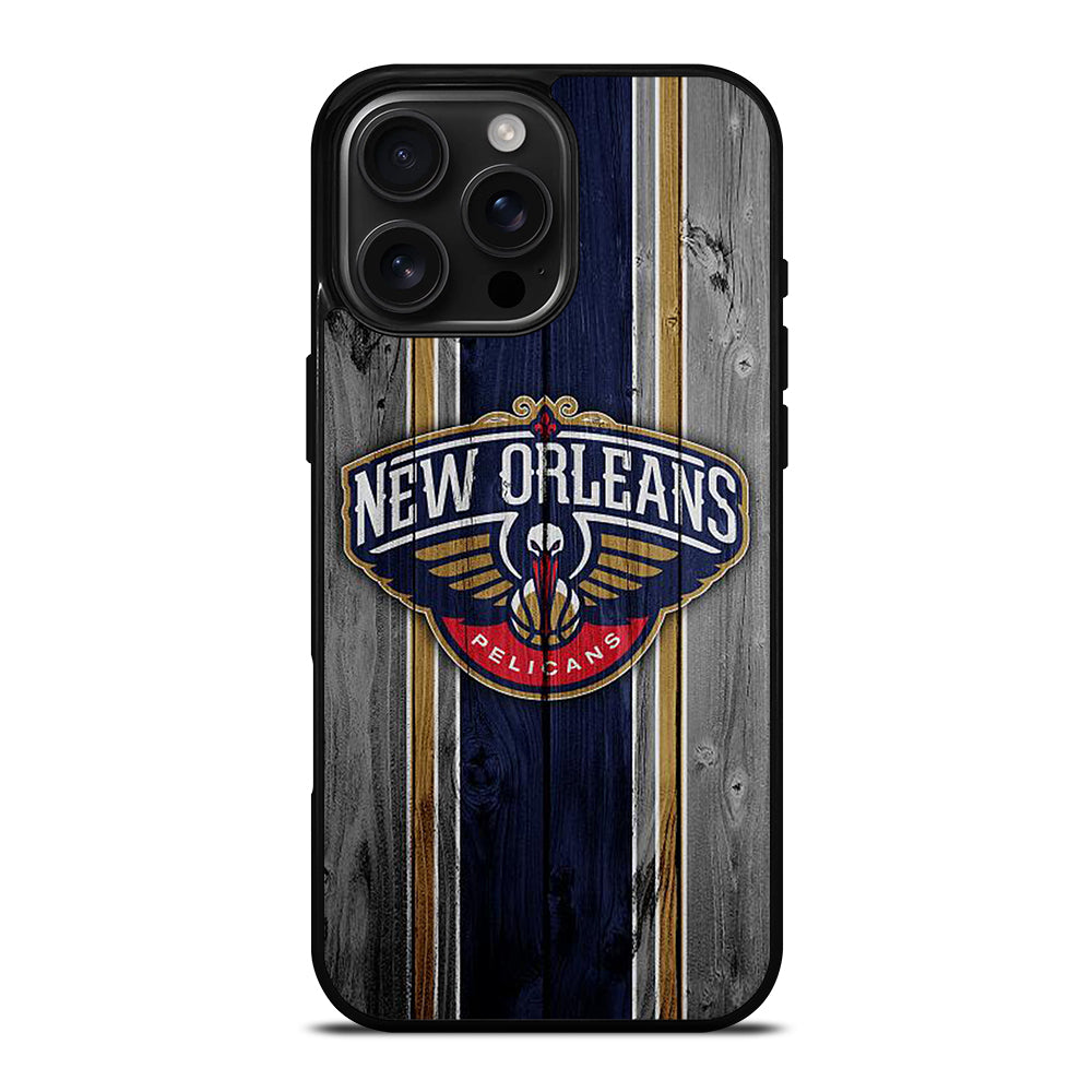 NEW ORLEANS PELICANS NBA WOODEN LOGO iPhone 16 Pro Max Case Cover