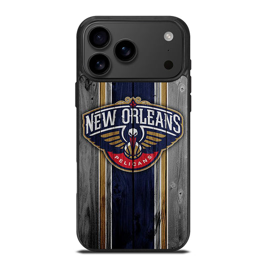 NEW ORLEANS PELICANS NBA WOODEN LOGO iPhone 17 Pro Max Case Cover
