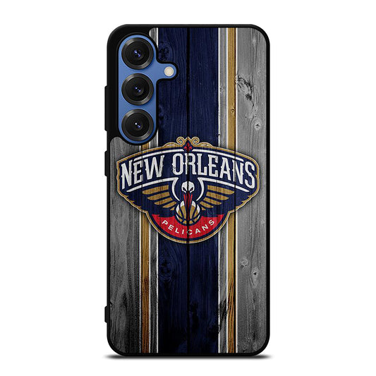 NEW ORLEANS PELICANS NBA WOODEN LOGO Samsung Galaxy S25 Case Cover
