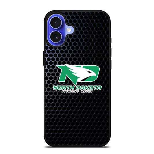 NORTH DAKOTA FIGHTING HAWKS METAL LOGO iPhone 16 Case Cover