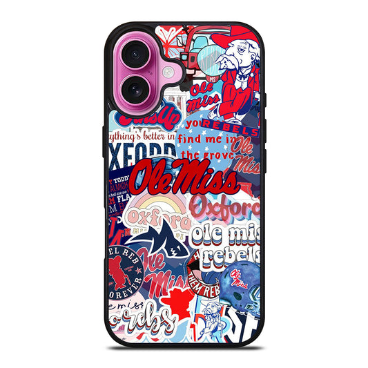 OLE MISS UNIVERSITY FOOTBALL LOGO PATTERN iPhone 16 Plus Case Cover