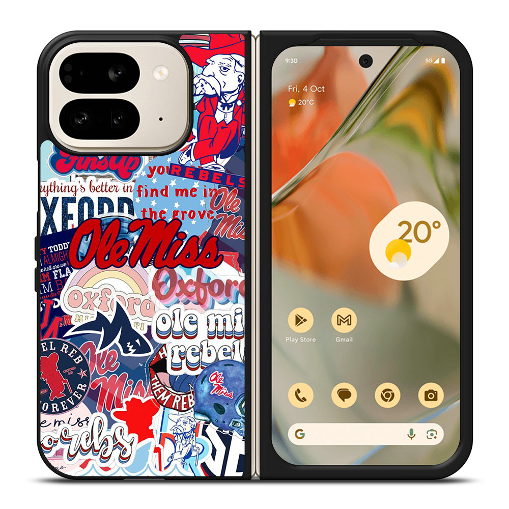 OLE MISS UNIVERSITY FOOTBALL LOGO PATTERN Google Pixel 9 Pro Fold Case Cover