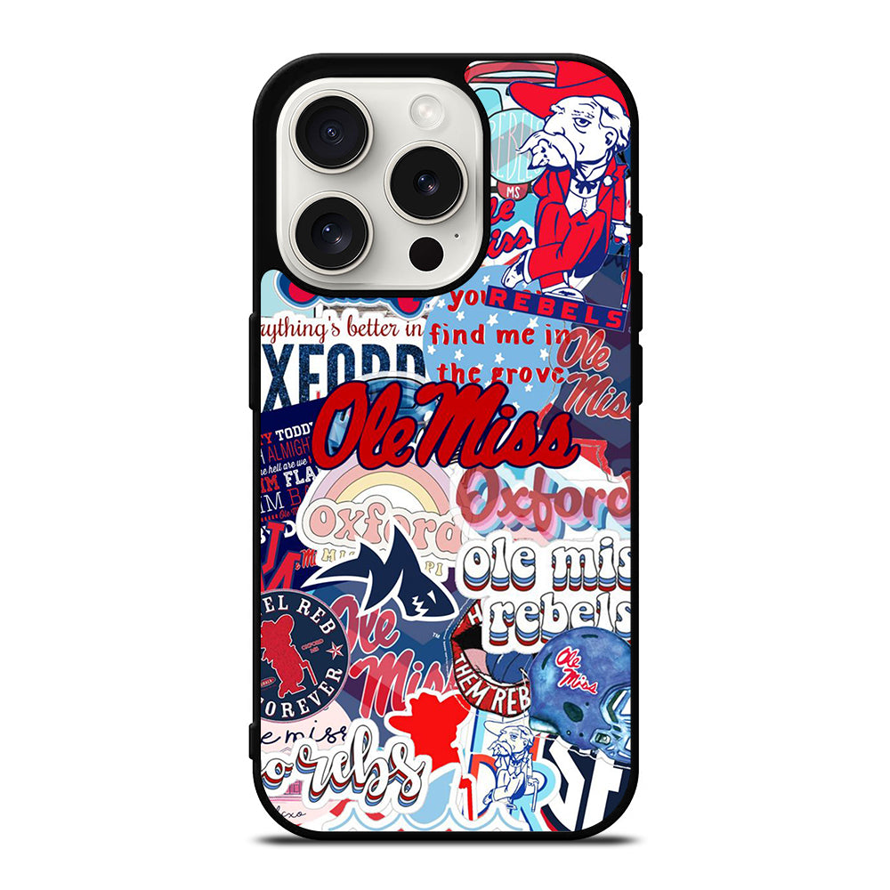 OLE MISS UNIVERSITY FOOTBALL LOGO PATTERN iPhone 15 Pro Case Cover