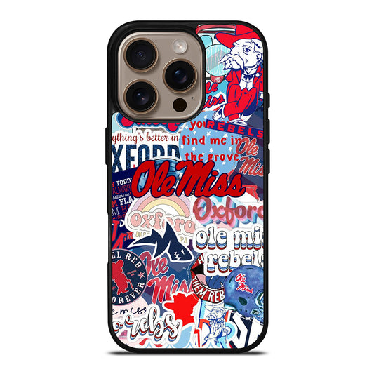 OLE MISS UNIVERSITY FOOTBALL LOGO PATTERN iPhone 16 Pro Case Cover