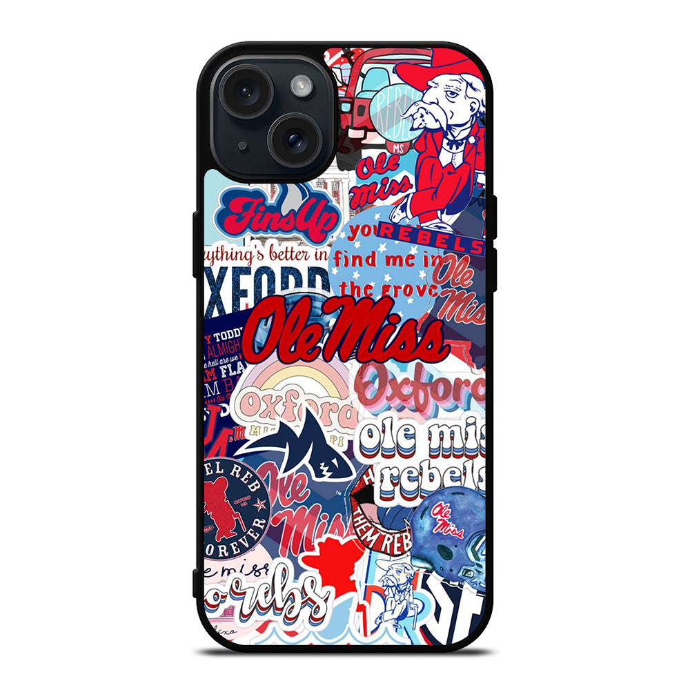 OLE MISS UNIVERSITY FOOTBALL LOGO PATTERN iPhone 15 Plus Case Cover