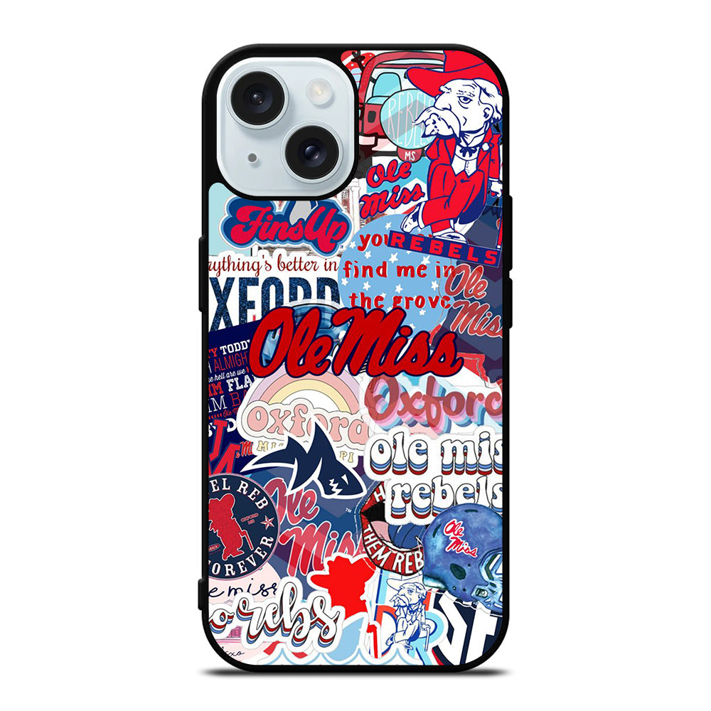 OLE MISS UNIVERSITY FOOTBALL LOGO PATTERN iPhone 15 Case Cover