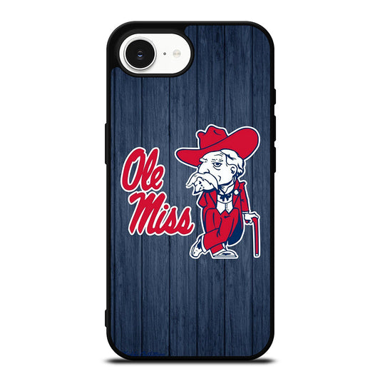 OLE MISS UNIVERSITY FOOTBALL WOODEN LOGO iPhone 16e Case Cover