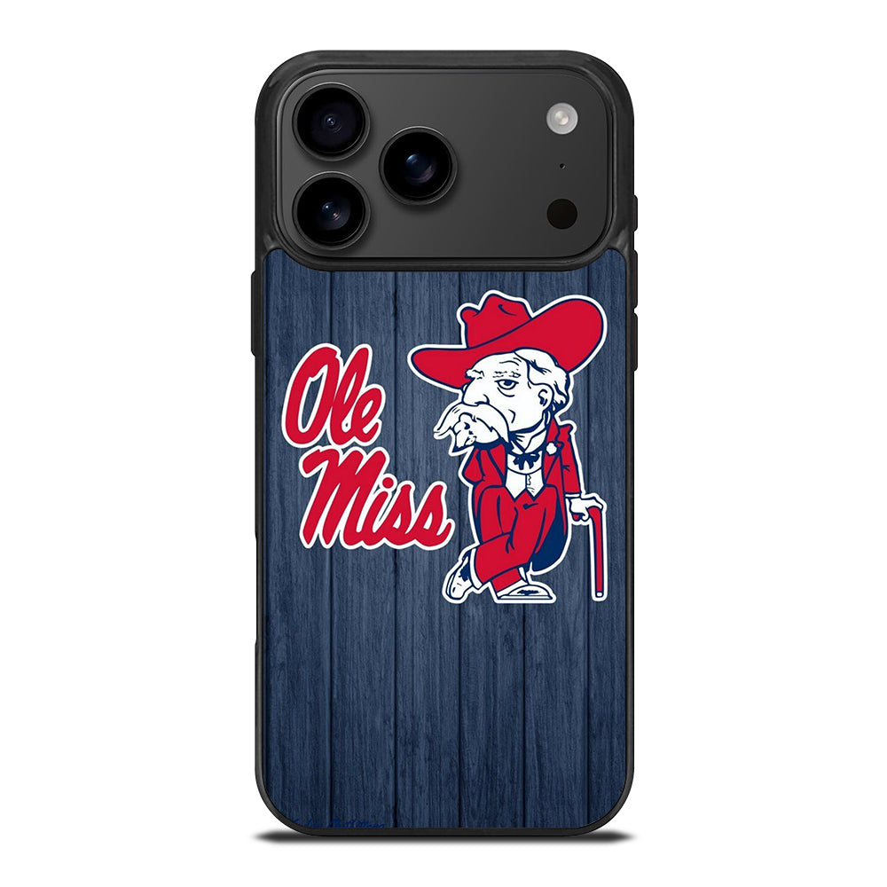 OLE MISS UNIVERSITY FOOTBALL WOODEN LOGO iPhone 17 Pro Max Case Cover