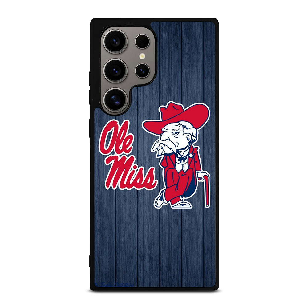 OLE MISS UNIVERSITY FOOTBALL WOODEN LOGO Samsung Galaxy S24 Ultra Case Cover