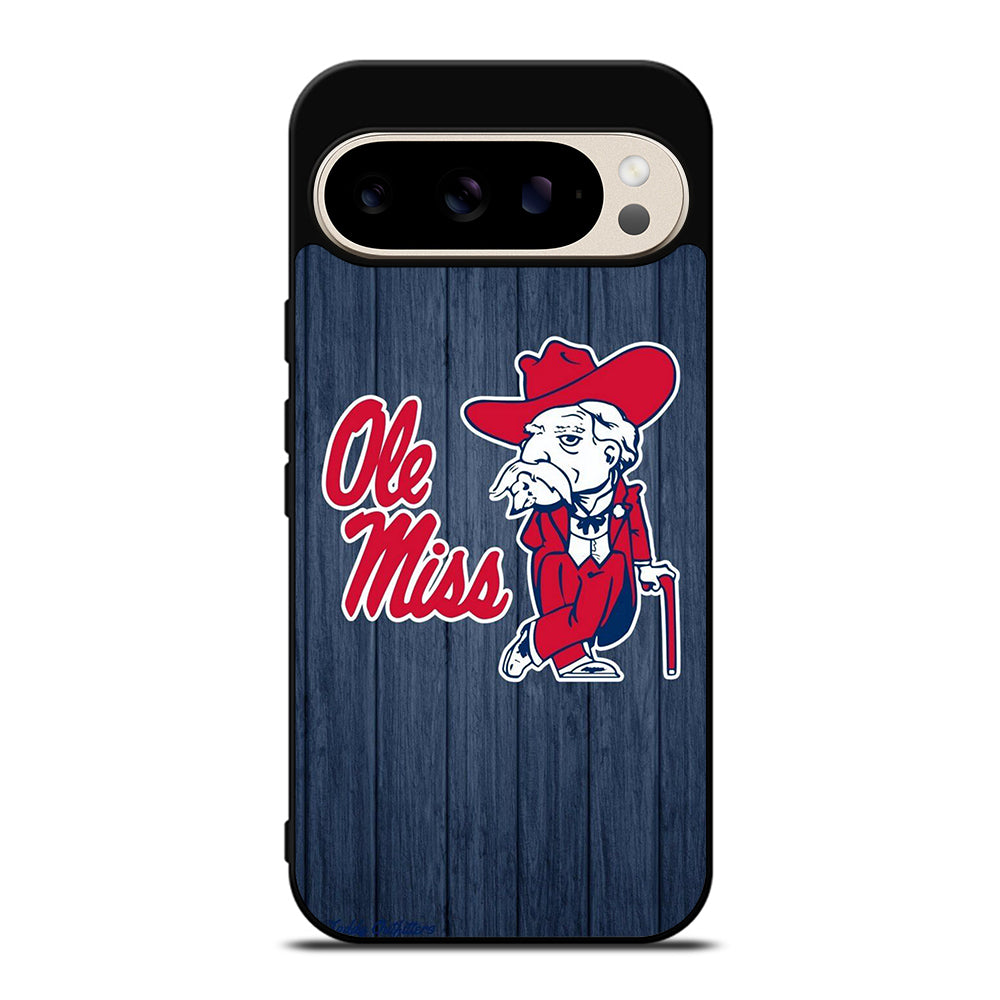 OLE MISS UNIVERSITY FOOTBALL WOODEN LOGO Google Pixel 9 Pro Case Cover
