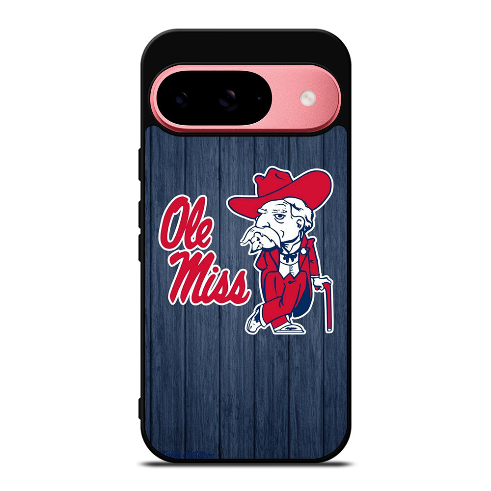OLE MISS UNIVERSITY FOOTBALL WOODEN LOGO Google Pixel 9 Case Cover