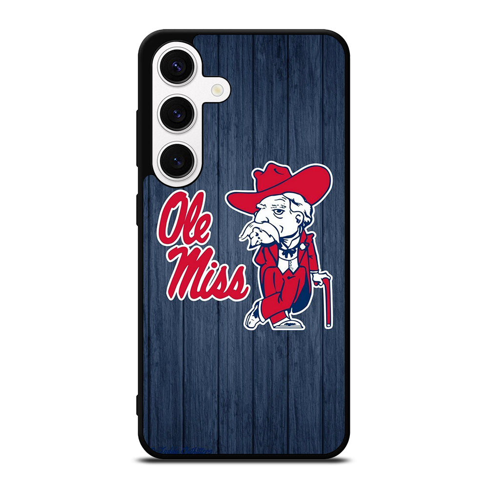 OLE MISS UNIVERSITY FOOTBALL WOODEN LOGO Samsung Galaxy S24 Case Cover